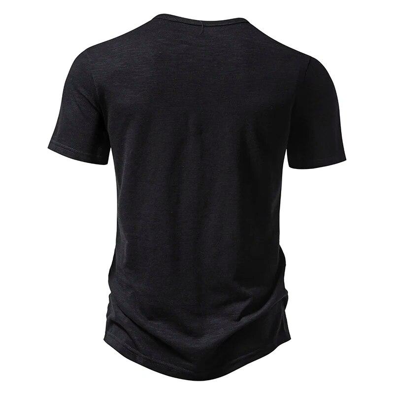 Men's Button V Neck Short Sleeve T Shirts Casual Solid Color Basic T-Shirts