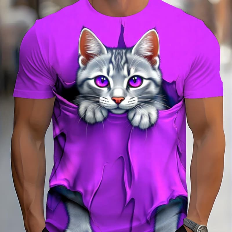 

Men s Retro 3D Graphic Print T-Shirt - Perfect for Daily Wear and Vacation S