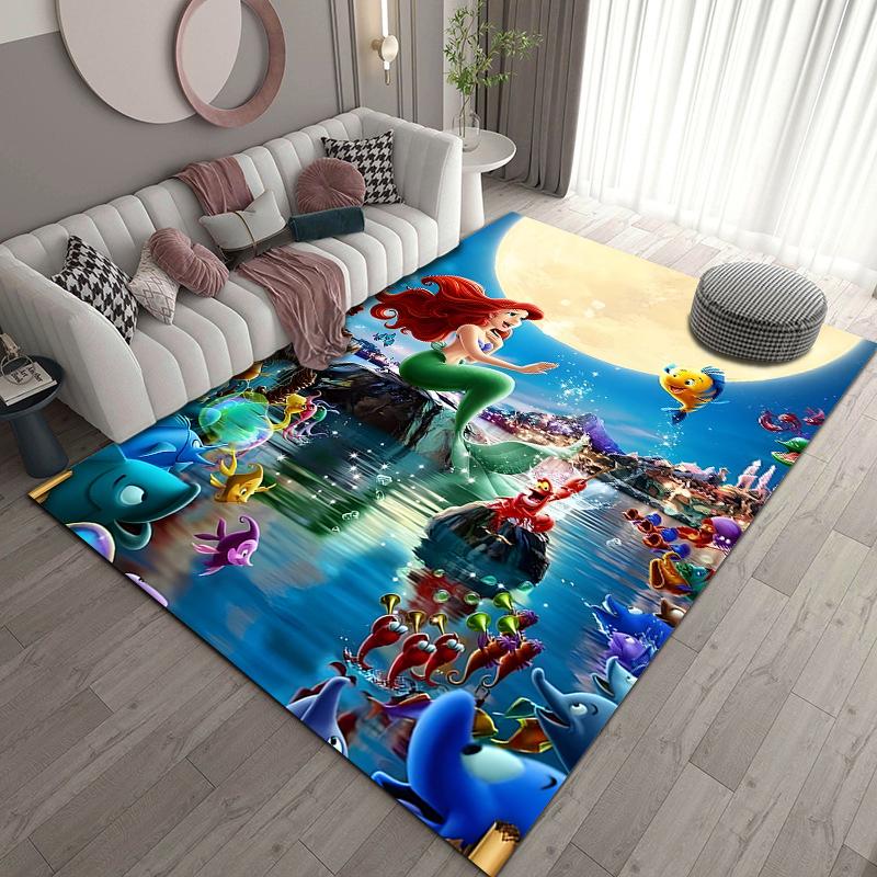 1PC Disney The Little Mermaid Print Carpet for Living Room Bedroom Kid's Room Home Decor Pink Room Decor Area Rug Non-slip Mat