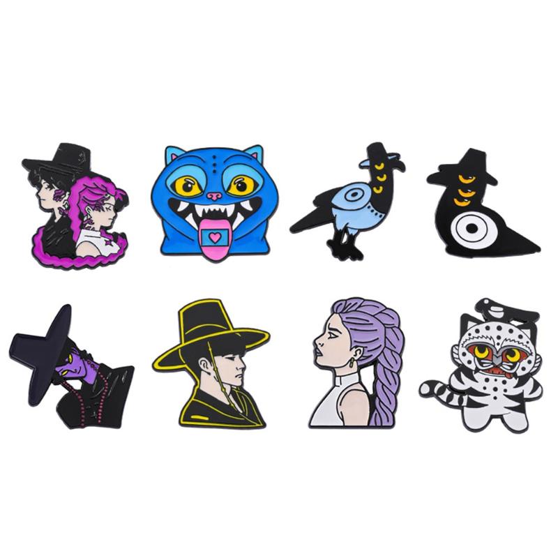 Happy Blue Cat Enamel Pin Fantastic Hunter Team Brooches Woman Men Backpack Badge Accessories Lapel Pin Jewelry Gift