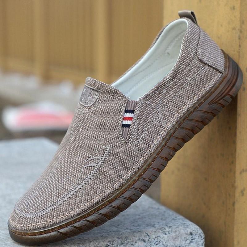 Men's Non-slip Breathable Canvas Shoes - Soft Beef Tendon Sole, Wear-resistant, Deodorant, Perfect for Driving and Work