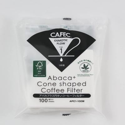 CAFEC Abaka Plus Kegelvormige Koffiefilters voor 1 Kop, 100 Stuks, 4 Pakken APC1-100W