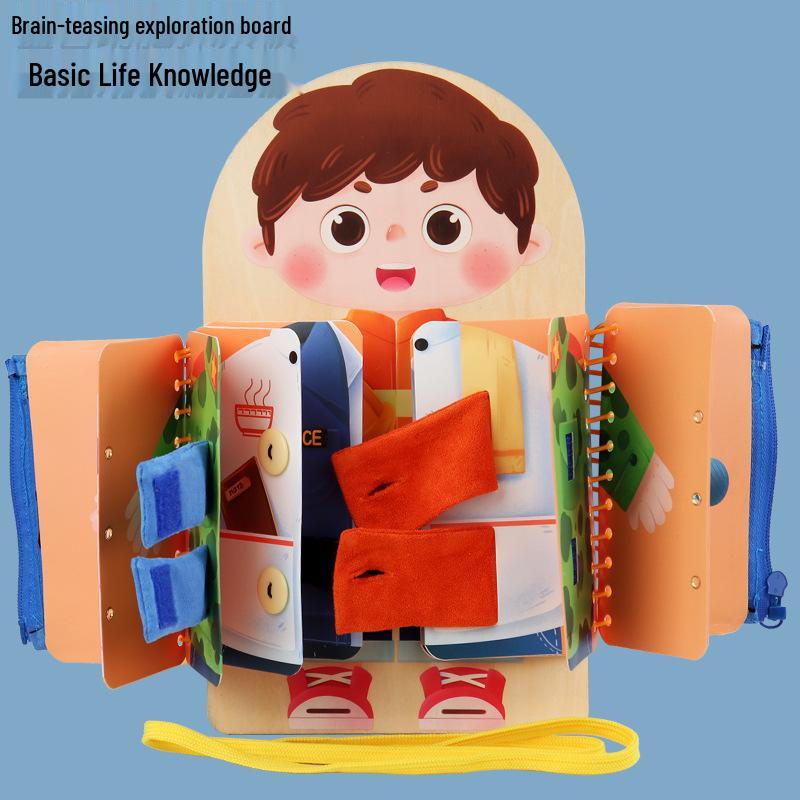 

Kids Montessori Multi-Layer Busy Board: Early Education Dressing Practice Tool