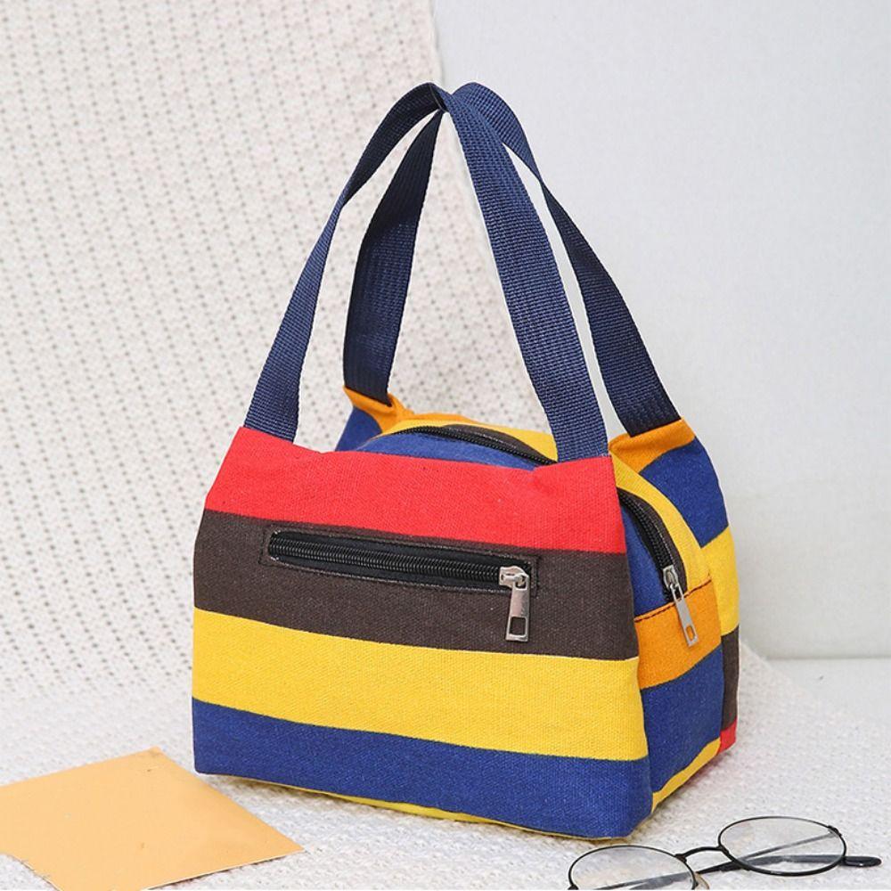 Women Fashion Zipper Oxford Cloth Bag Waterproof Casual Lunch Box Lightweight Vegetable Shopping Bag