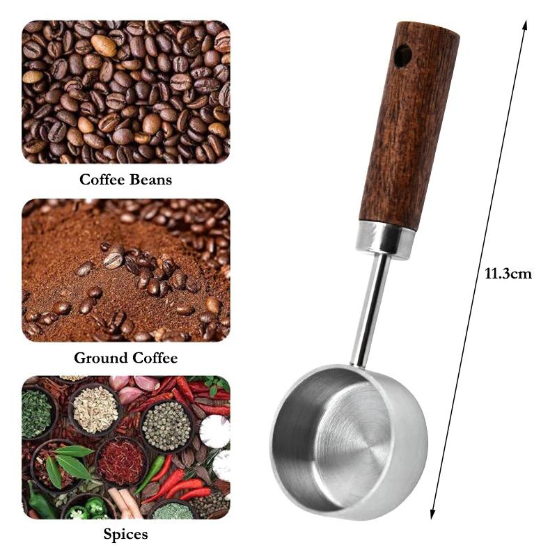 15ml Stainless Steel Measuring Spoon Tablespoon Coffee Scoop Wood Handle Sugar Powder Coffee Bean Measure Spoon Kitchen Tools
