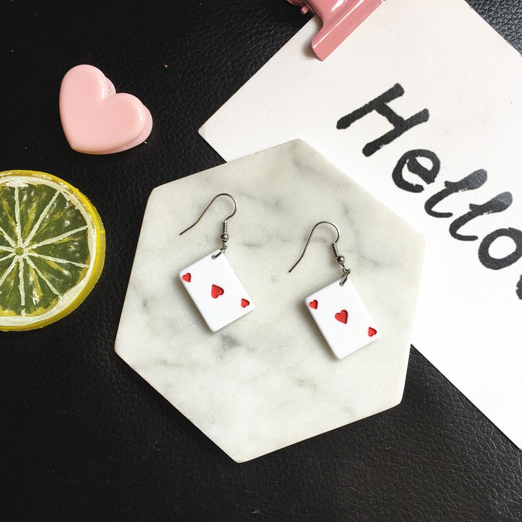 Women Funny Playing Card Drop Earrings Interesting Personlized Ear Hook Teenages Christmas Gifts Jewelry Eardrop