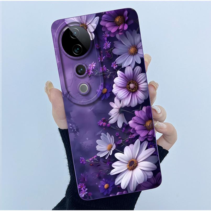 For Vivo V40 Case Vivo V40 Pro V40e Phone Case Vivo iQOO Z9S 5G Fashion Simplicity Flower Shockproof Shell Protection Back Cover