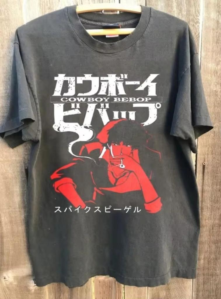 Anime Unisexga Graphic Charcoal Unisex T Shirt Vtg Cowboy Bebop Vintage