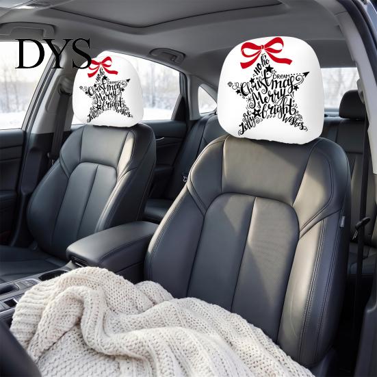 Auto Holiday Gift Ideas 2Pcs Christmas Car Headrest Covers, Elastic Printed Head Rest Cover, Funny Prints Pillow Protector for Cars, Suvs, Universal