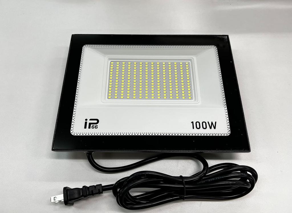 Slim, IP66 Waterproof LED Floodlight Work Light, 100V200V, 85-265V Compatible, 100W, 15,000LM, Energy-Saving, High Brightness, Long Life, Grounded