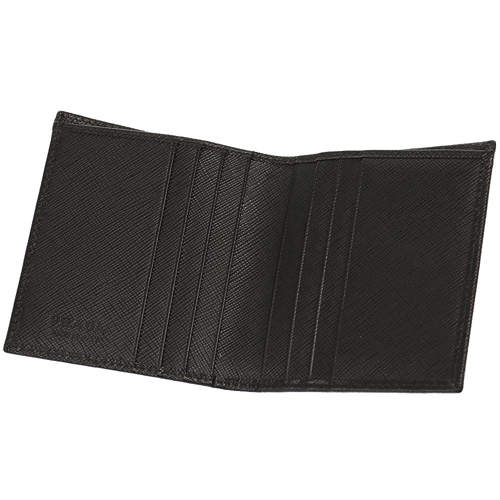 Portofel bifold din piele embosată 2MO004 QHH F0002 SAFFIANO TRIANG Negru [Prada] [Prada] Bărbați [Articol]