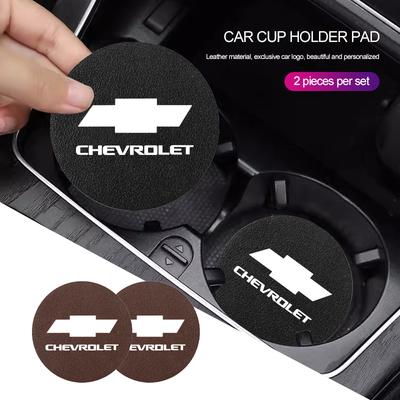 2Pcs Leather Car Coaster Anti-Slip Water Cup Mat For Cruze Malibu Colorado Suburban Equinox Blazer Trax Camaro Spark