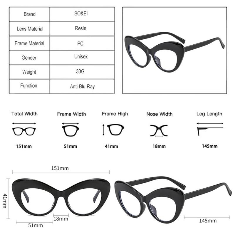 SO&EI Retro Clear Anti-Blu-Ray Lens Eyewear Fashion Colorful Cat Eye Women Optical Glasses Frame Spring Hinge Men Leopard Frame