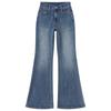 Simple style niche high waist thin elastic small man nine points micro pull women's jeans trousers lengthened Yichun