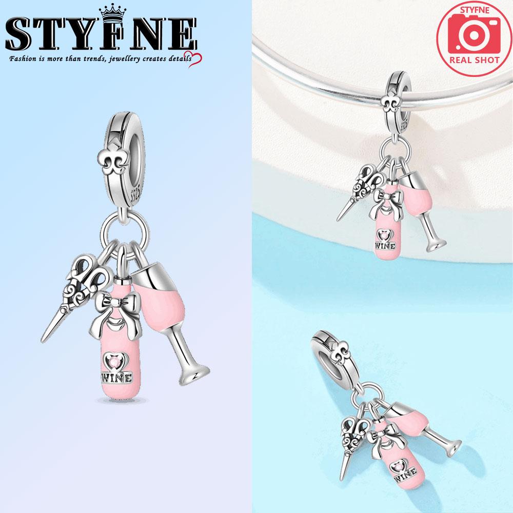 Copper French Wine Glass Teapot Candlelight Dinner Charms Beads Pendant For Original Bracelet Woman Girl Jewelry