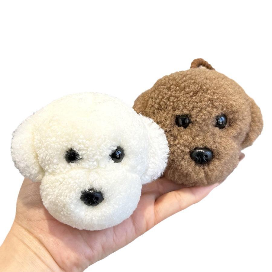 Porte-clés Chiot en Laine Véritable: Peluche ours en peluche Bichon Ornement de sac Cadeau