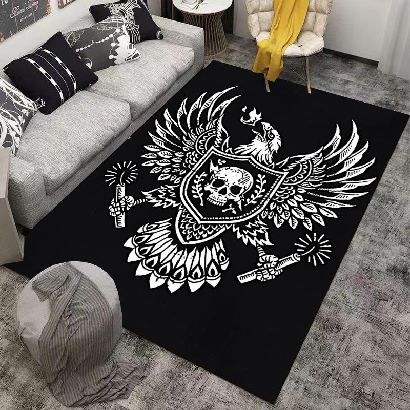 Gothic Eagle Skull Set Designed Floor Mat, Suitable As a Non-slip Mat for the Living Room or Bedroom Sofa