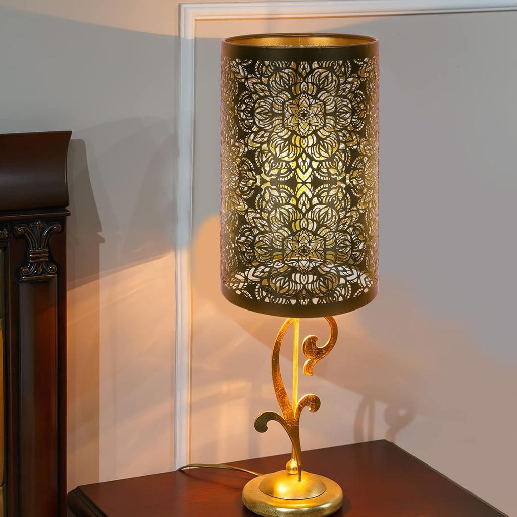 Metal Lamp Shades Hollow Carved Lampshade Iron Lamp Cover Modern Style Decorative Lamp Shade for Table Chandelier Wall Lamp, Flower Carved