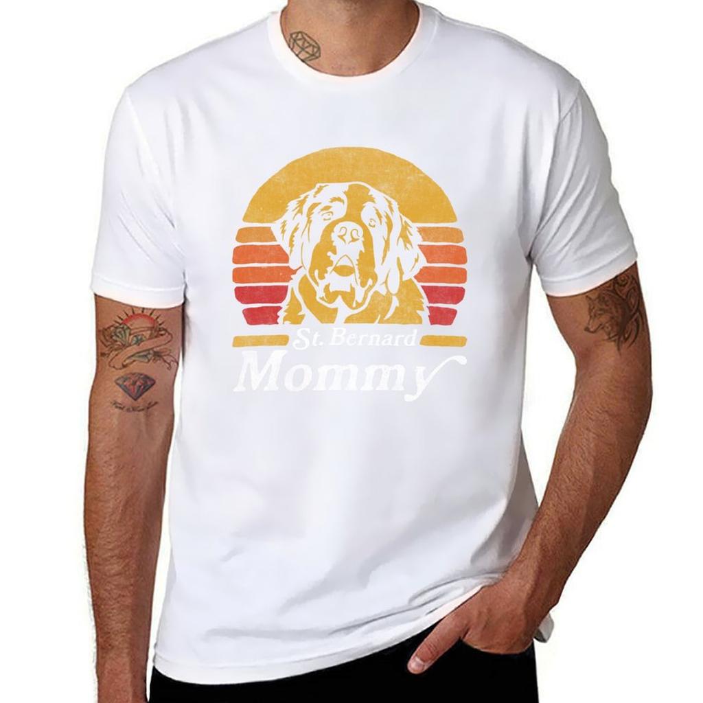 Retro Vintage Saint Bernard Mommy T-shirt Cotton T Shirts High Quality Man T Shirt Designer Man T Shirts For Men T-shirt