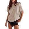 Summer Loose Cotton Solid Color Round Neck Short Sleeved Fringed T-shirt