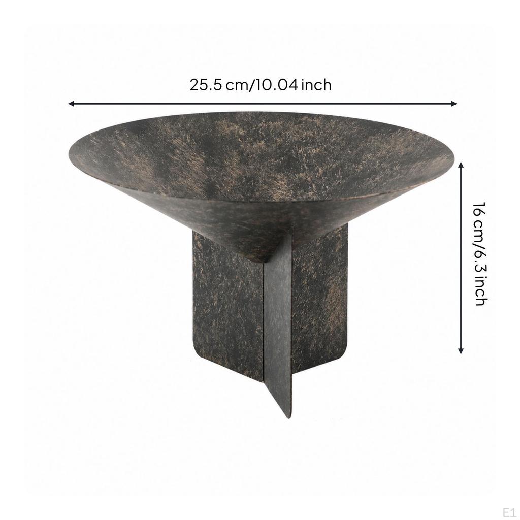 Tray with Geometric Base Distressed Decorative Vintage Sculptural Bowl for Interior Stylists,