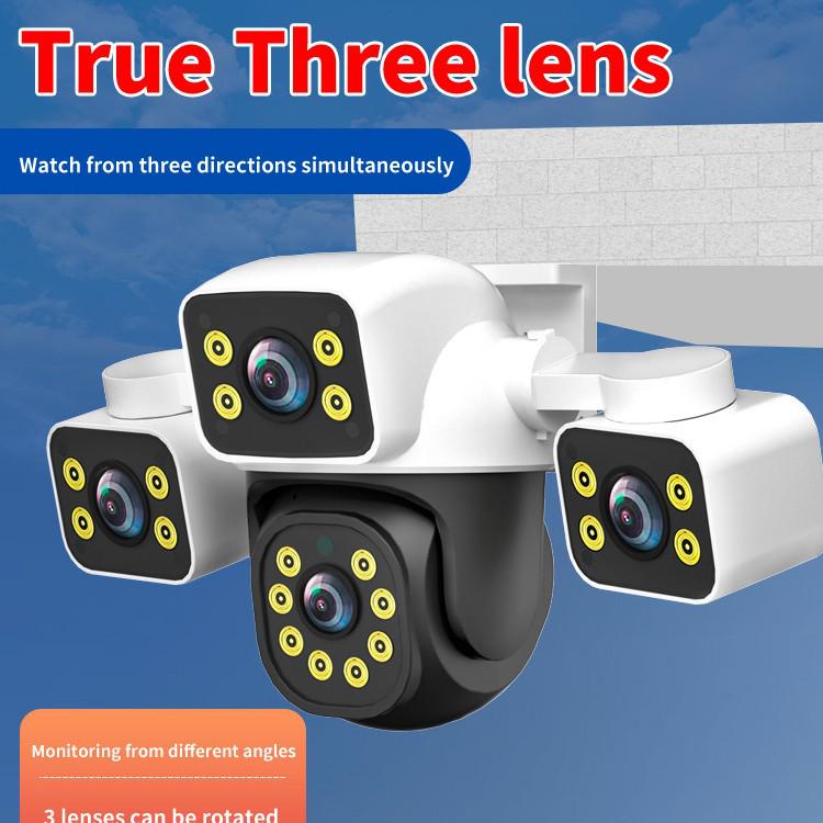True Triple-Lens HD WiFi PTZ Surveillance Camera with Night Vision and Full Color for Indoor/Outdoor Use