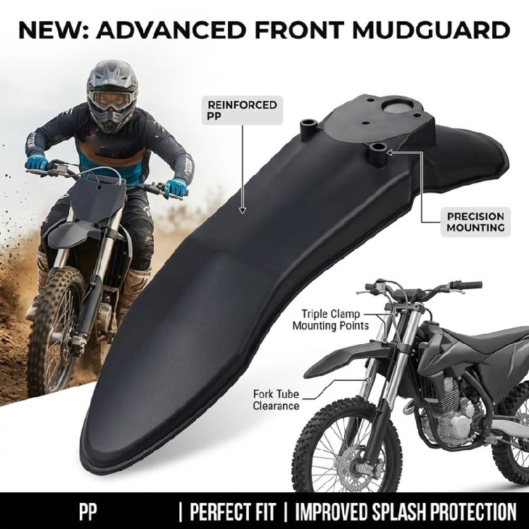 Motorcycle Front Area Dirt Cover, Single Black Polypropylene Mud Guard Accessory for IN 10 Garage Replacement, Upkeep, and Fit Checks Task
