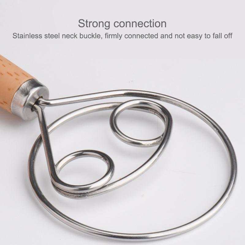 10 Inch Creative Hand Blender Diy Danish Bread Stainless Steel Bakeware Dough Whisk Egg Beater Mixer Tool Wood Handle