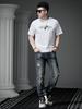 European Style White T-Shirt for Men 2025 Summer New Trendy Printed Men's Short-Sleeve Loose Top