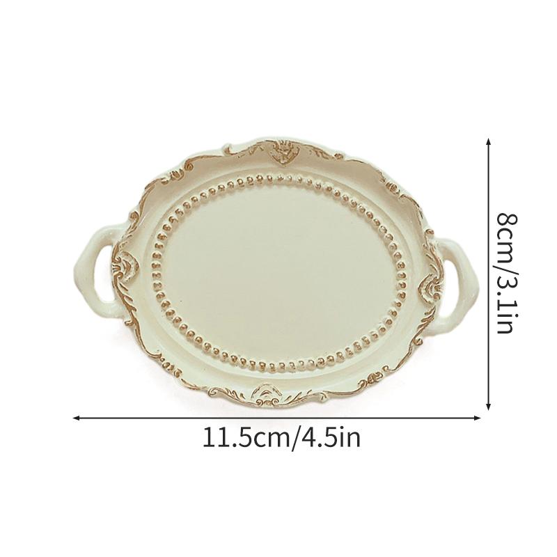 Classical Round Dessert Jewelry Necklace Earrings Storage Tray Resin Dish Plate Photo Props Room Aesthetic Decor Accessories