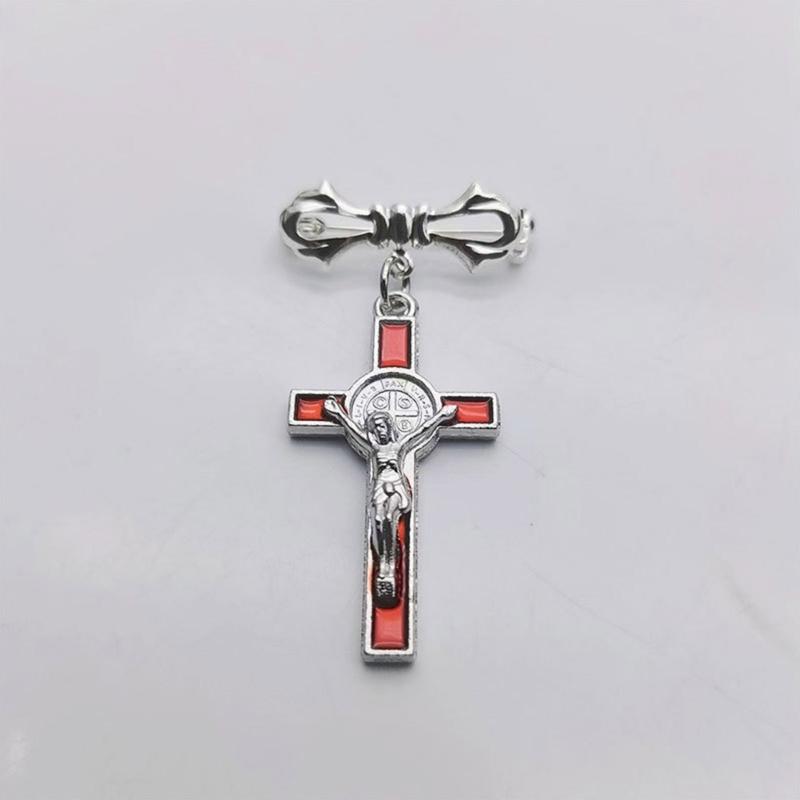 Simple Cross Pendant Brooch Lapel Pins Vintage Dress Jackets Backpacks Badge Jewelry Fashion Clothing Pin Unisex Gifts