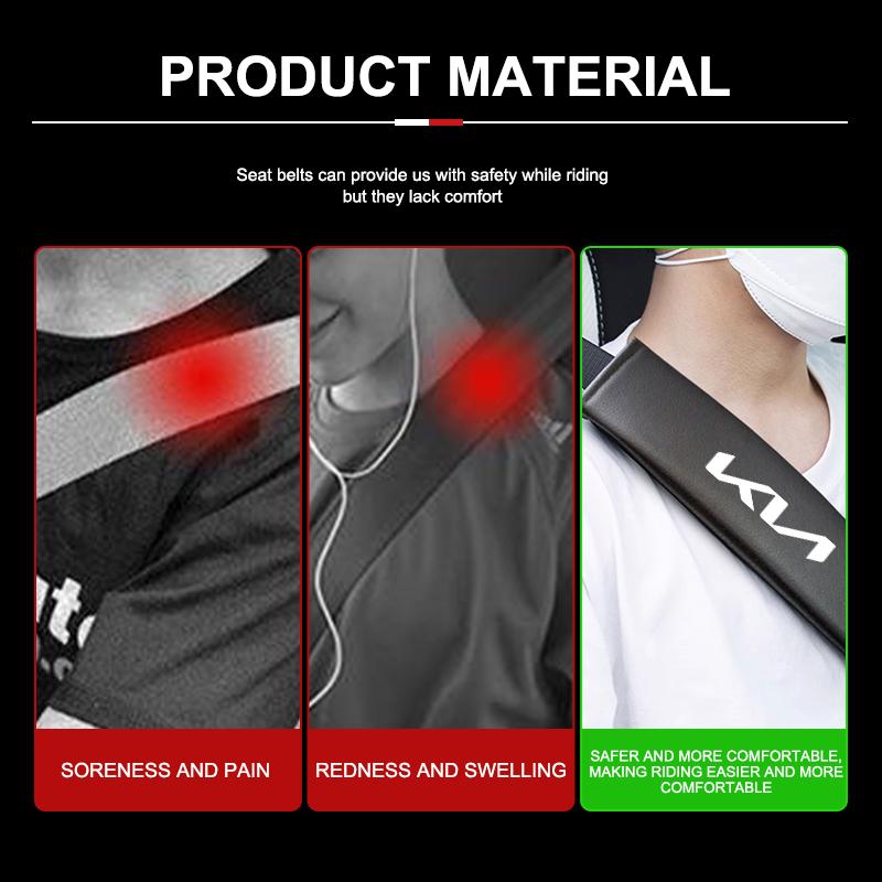 CNLD1 For KIA Car Seat Belt Leather Safety Shoulder Cover Protection Pad Spectra Sedona Cadenza Proceed Sephia Stonic Carens