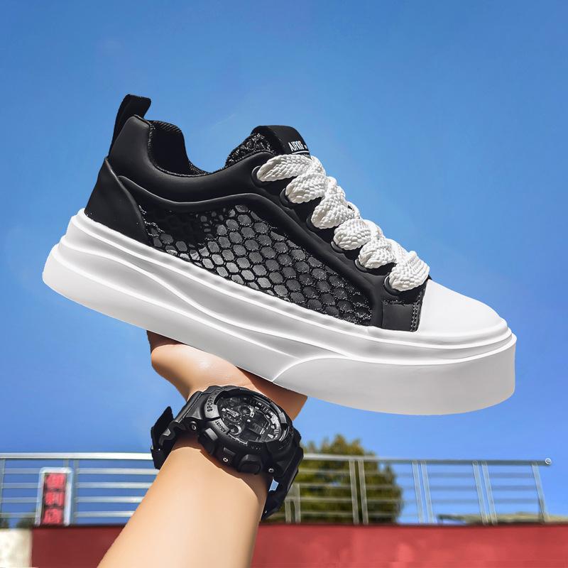 Shoes men's summer new through the net thin thick baseplate shoes fashion versatile casual shoes low-top men