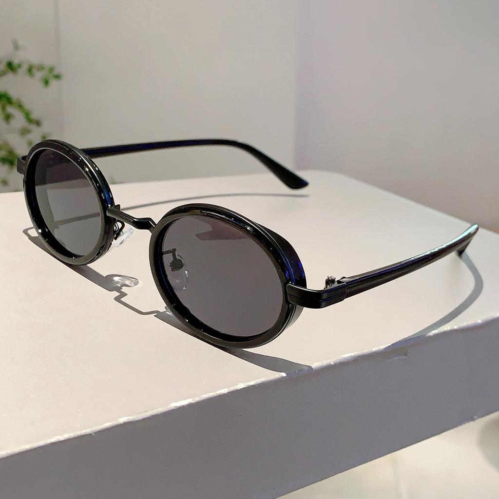 Retro Punk Metal Shades Trendy Ins Brand Design Women's Sunglasses Hip Pop Futuristic Chic Oval Sun Glasses for Men's