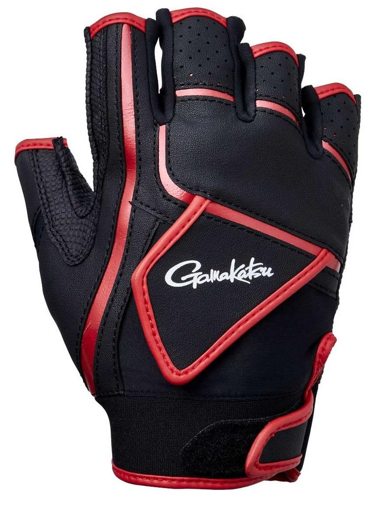 Gamakatsu CORDURA Tournament Gloves, 5-Piece Set, GM7293, BlackRed, Large