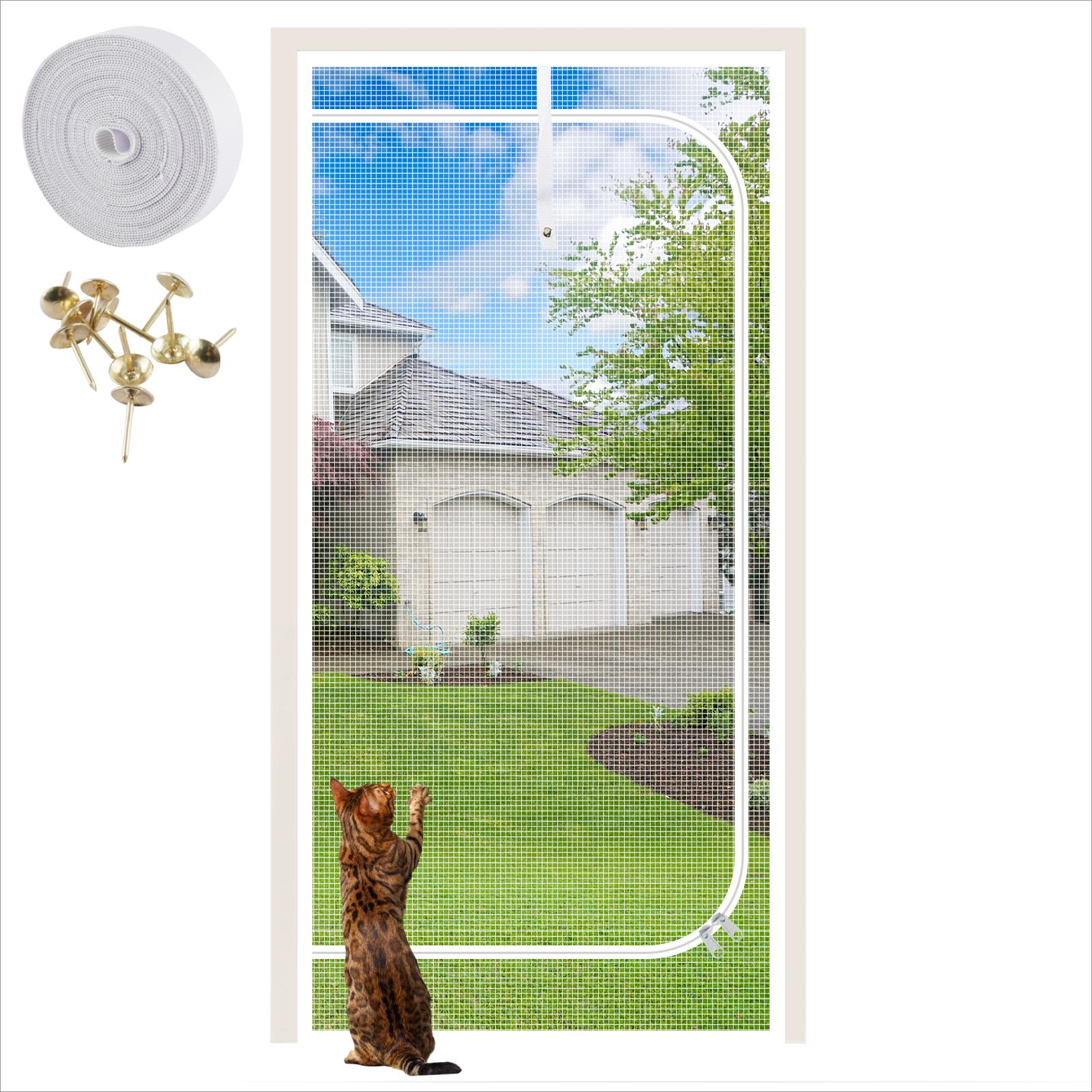 

Zipper Door Screen Anti-cat PPT Nano Door Curtain Up Opening & Left Opening Shape Anti-mosquito Mesh Screen for Pet Living Room W80cmxH200cm