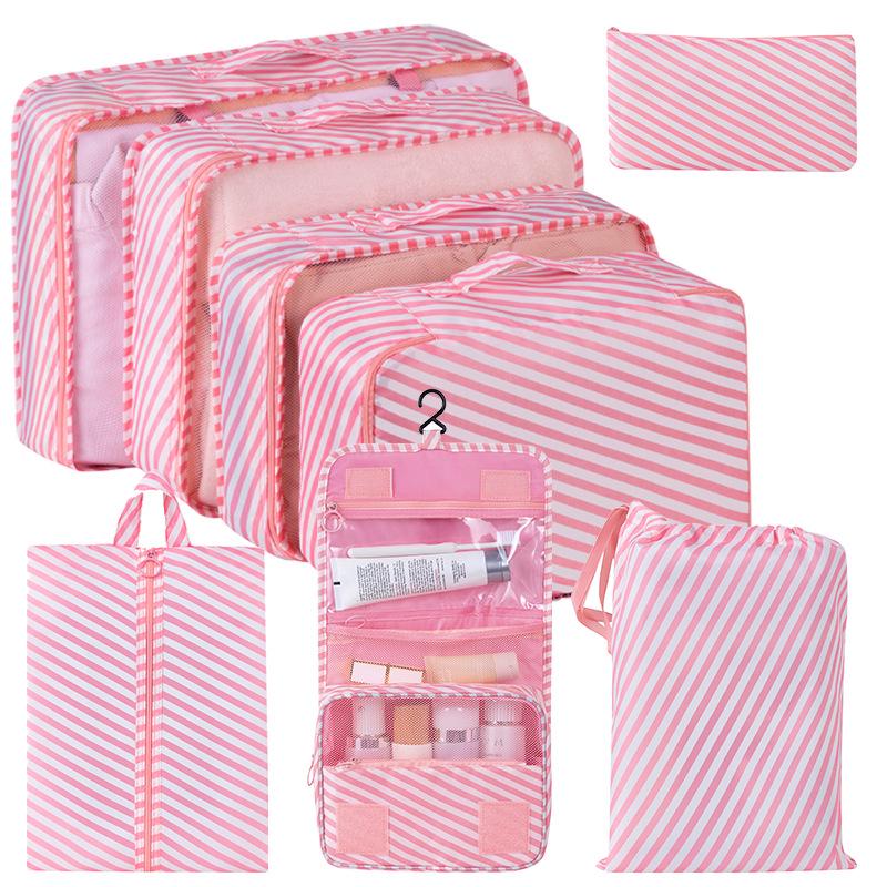 Eight-Piece Waterproof Travel Storage Bag Set for Business Trips - Large Capacity