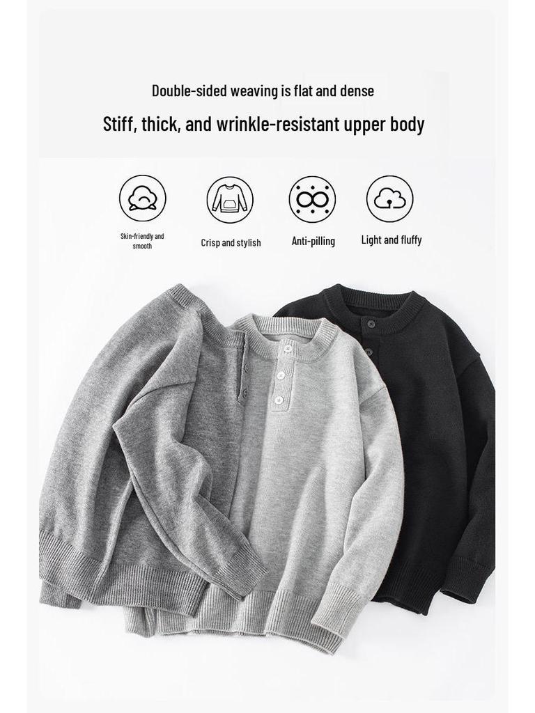 Men's High-Grade Henley Knitwear Hoodie Sweater - Autumn/Winter 2025 Collection
