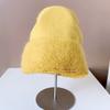 Circle yarn rabbit hair knitted wool hat female autumn and winter show a small face, keep warm and cold, ear protection, pullover hat, fluffy hat