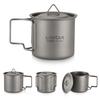 Tasse Ultra-légère en Titane Portable pour l'Extérieur Camping Pique-nique Tasse à Eau Mug avec Poignée Pliante 300ml / 350ml / 450ml / 550ml / 650ml / 750ml