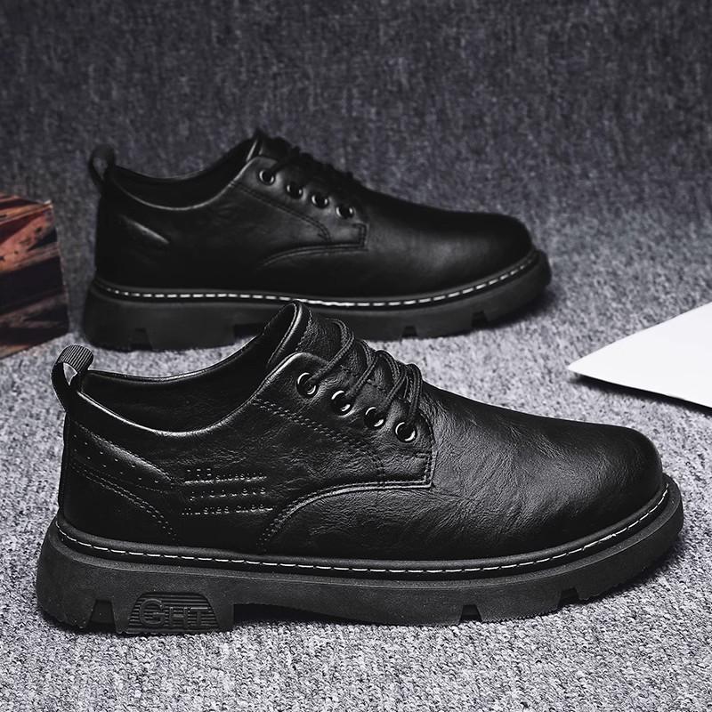 Martin Boots Men's 2024 New Black Leather Shoes Trendy Casual Tooling Shoes Wear-resistant Spring and Autumn Men's Shoes Autumn and Winter Breathable