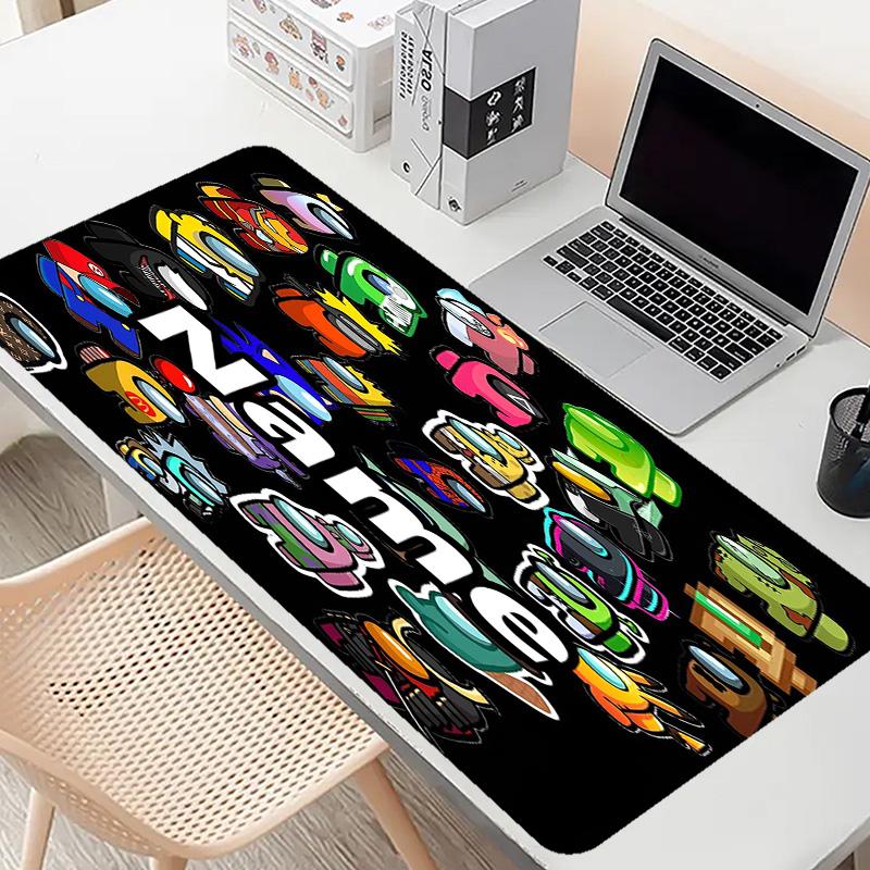 Custom Name Personalized Among Us Pattern Mousepad, Laptop PC Desk Mat, Decorative Desk Mat for Home Keyboard Pad Gift
