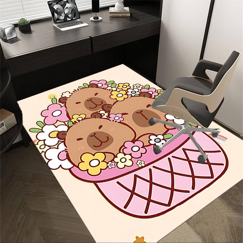 

1 шт. Капибара Очень большой Нескользящий Коврик для пола, Офис, Семья, Спальня, Большой Ковер для Помещения, Яркие Цвета-W207 60cm by 90cm