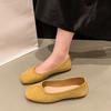 2025 new simple single shoes women's shoes fashion versatile casual comfortable square head flat bottom shallow mouth soft sole Doudou shoes