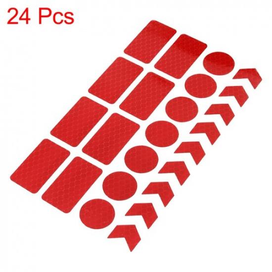24pcs Red Reflective Safety Warning Strip Tape for Car Bumper Reflector Sticker