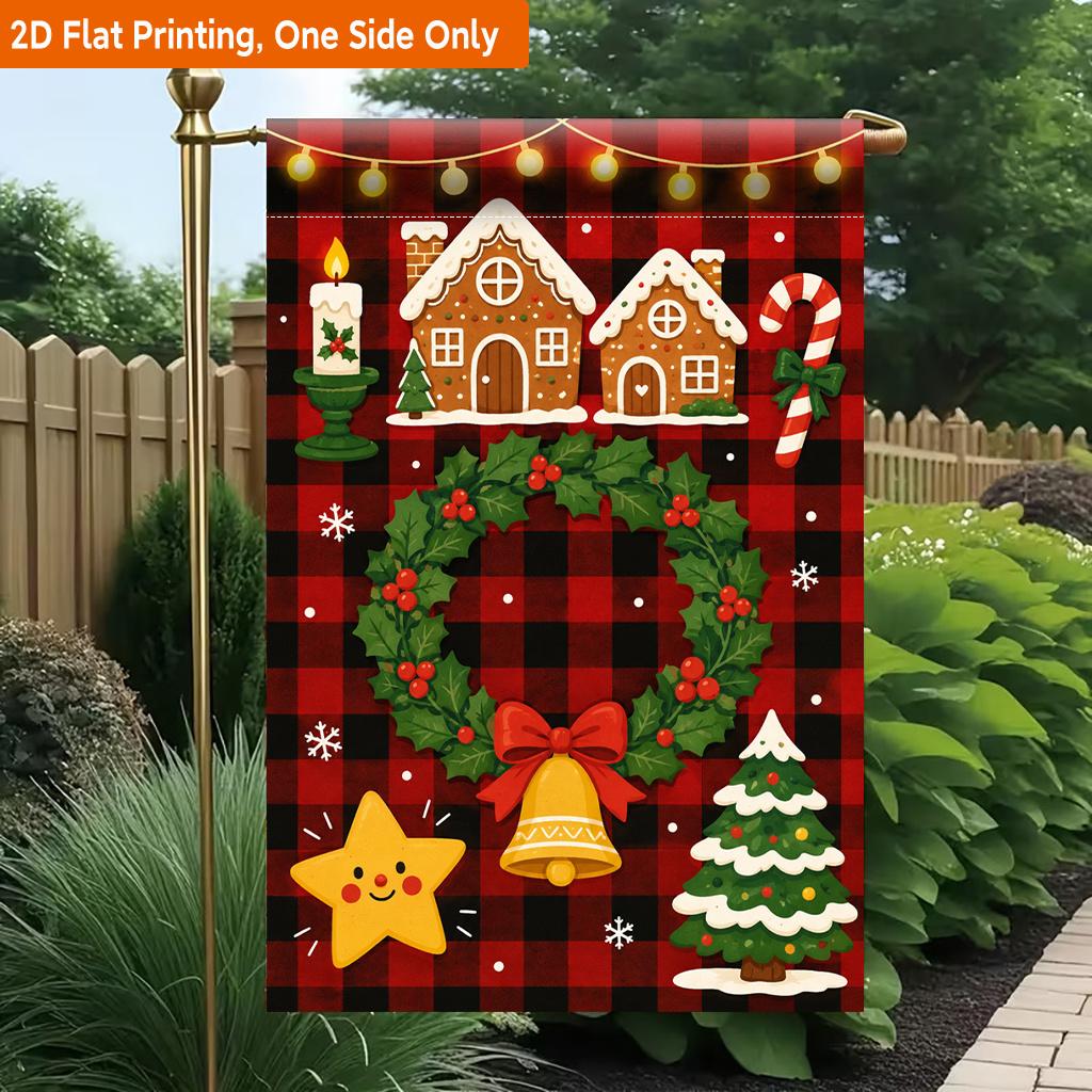 2D Flat, 2D Flat Printing Garden Flag 1pc, Merry Christmas Decorations Durable Single-Sided Print Yard Flag, Garden & Home Holiday Decoration, 29.97x4