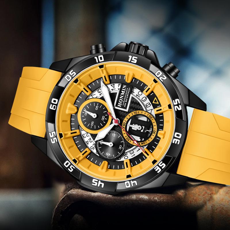 Luxus Herren Armbanduhr Quarz Original Silikonarmband Herrenuhren Datum Chronograph Wasserdicht Leuchtend Mann Uhr Männlich+Box