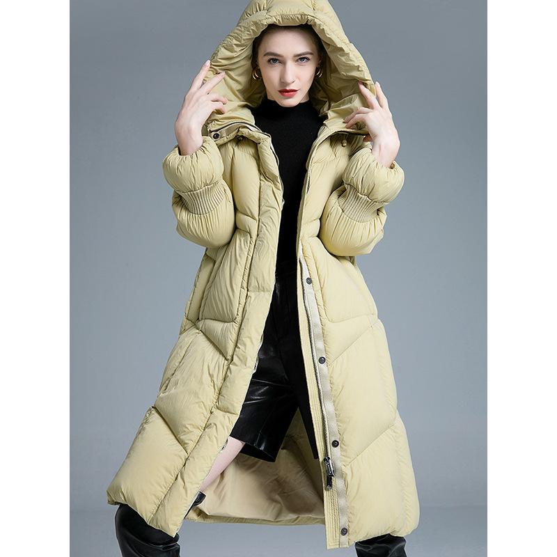 European down jackets for women's new high-end fashion over the knee hooded long thickened winter popular coat tide