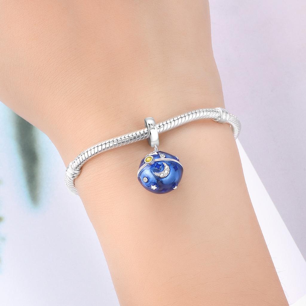 Orstarry 925 Silber Verstellbare Planeten Anhänger Perlen Anhänger Armband Charm Schmuck Party DIY Trendiges Geschenk