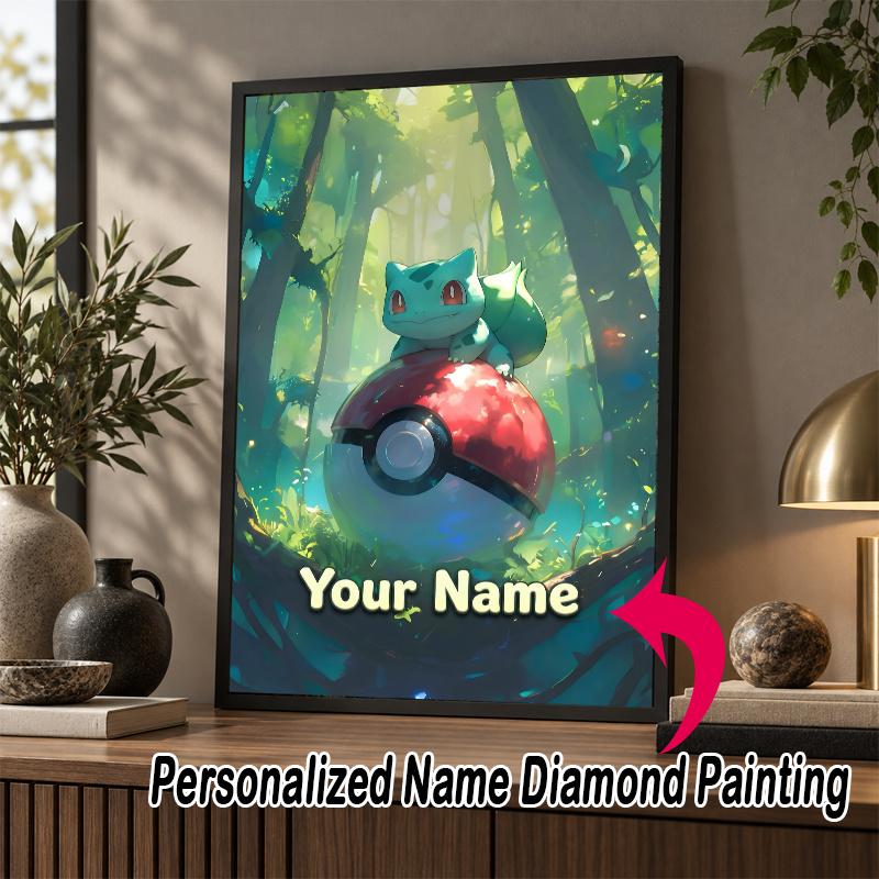Personalized Bulbasaur Diamond Art Custom Name 5D Diamond Painting Full Drill DIY Craft